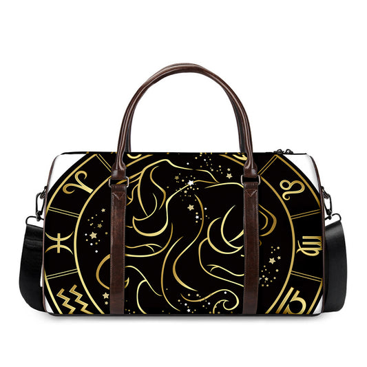 Gold And Black Gemini Sign Print Duffle Bag
