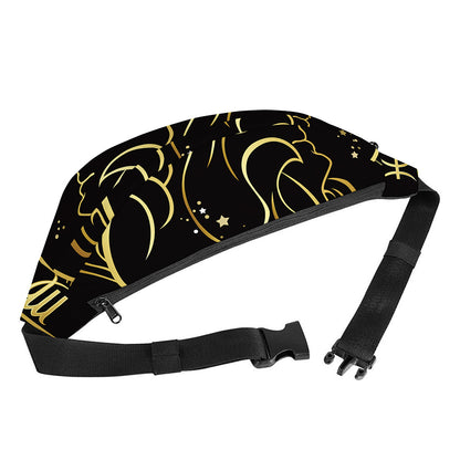 Gold And Black Gemini Sign Print Fanny Pack