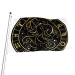 Gold And Black Gemini Sign Print Flag