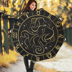Gold And Black Gemini Sign Print Foldable Umbrella
