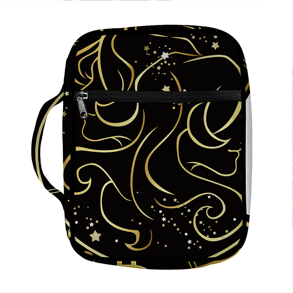 Gold And Black Gemini Sign Print Front Pocket Bible Bag