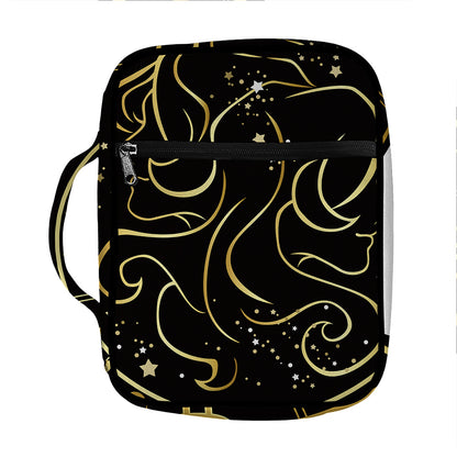 Gold And Black Gemini Sign Print Front Pocket Bible Bag