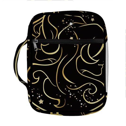 Gold And Black Gemini Sign Print Front Pocket Bible Bag