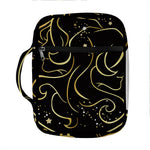 Gold And Black Gemini Sign Print Front Pocket Bible Bag