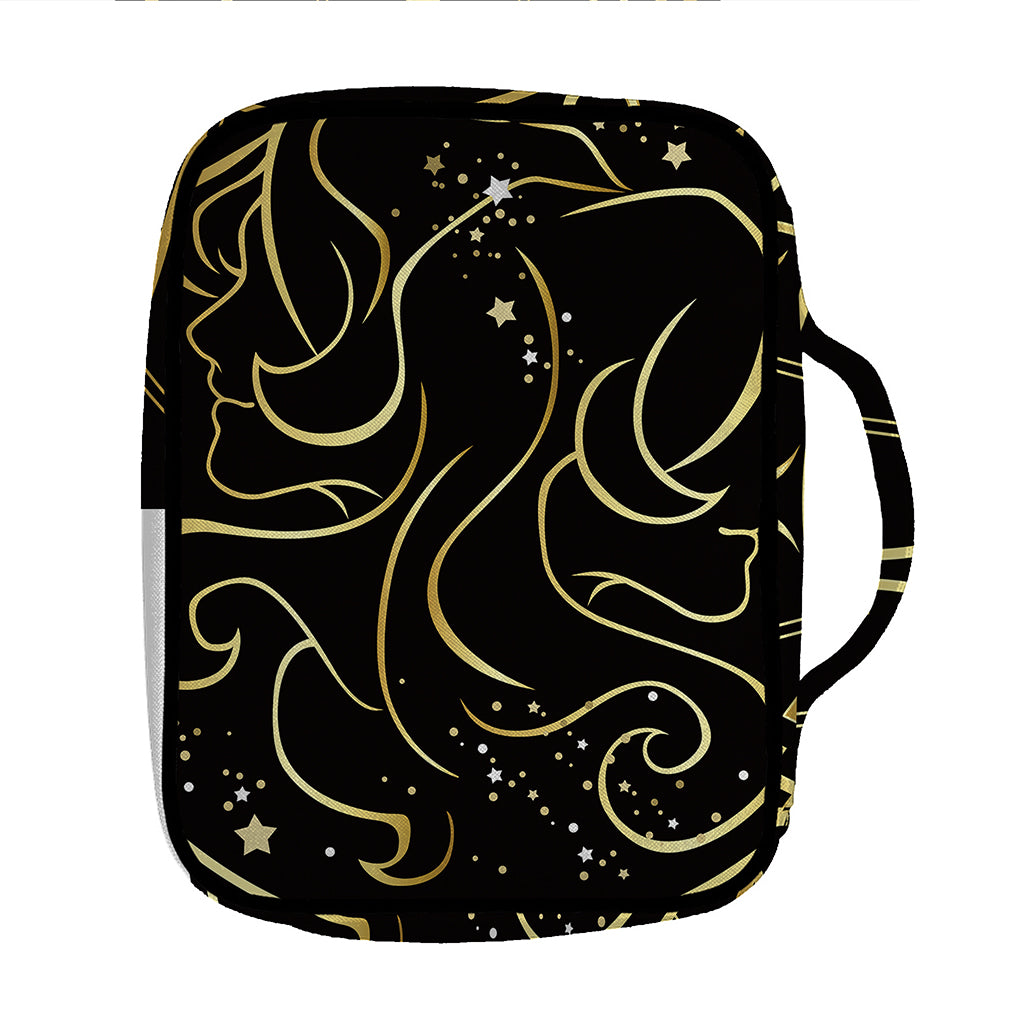 Gold And Black Gemini Sign Print Front Pocket Bible Bag