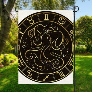 Gold And Black Gemini Sign Print Garden Flag