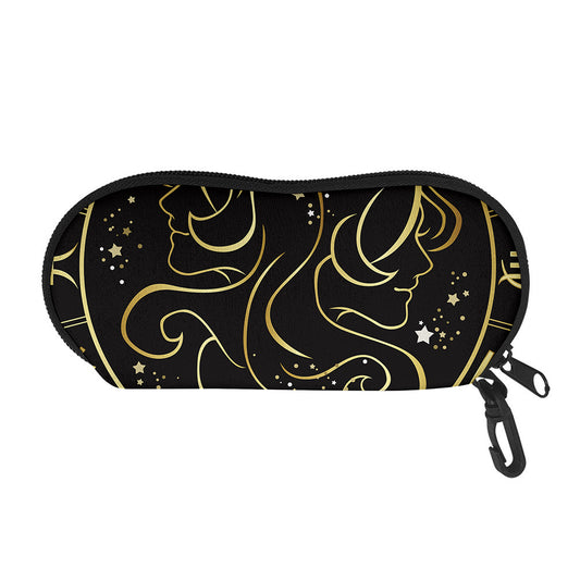 Gold And Black Gemini Sign Print Glasses Case