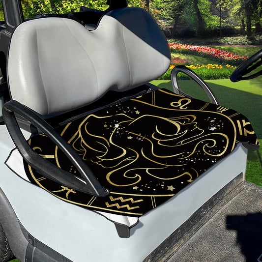 Gold And Black Gemini Sign Print Golf Cart Seat Cover