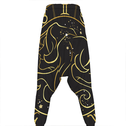 Gold And Black Gemini Sign Print Hammer Pants