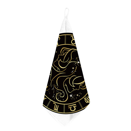 Gold And Black Gemini Sign Print Hand Towel