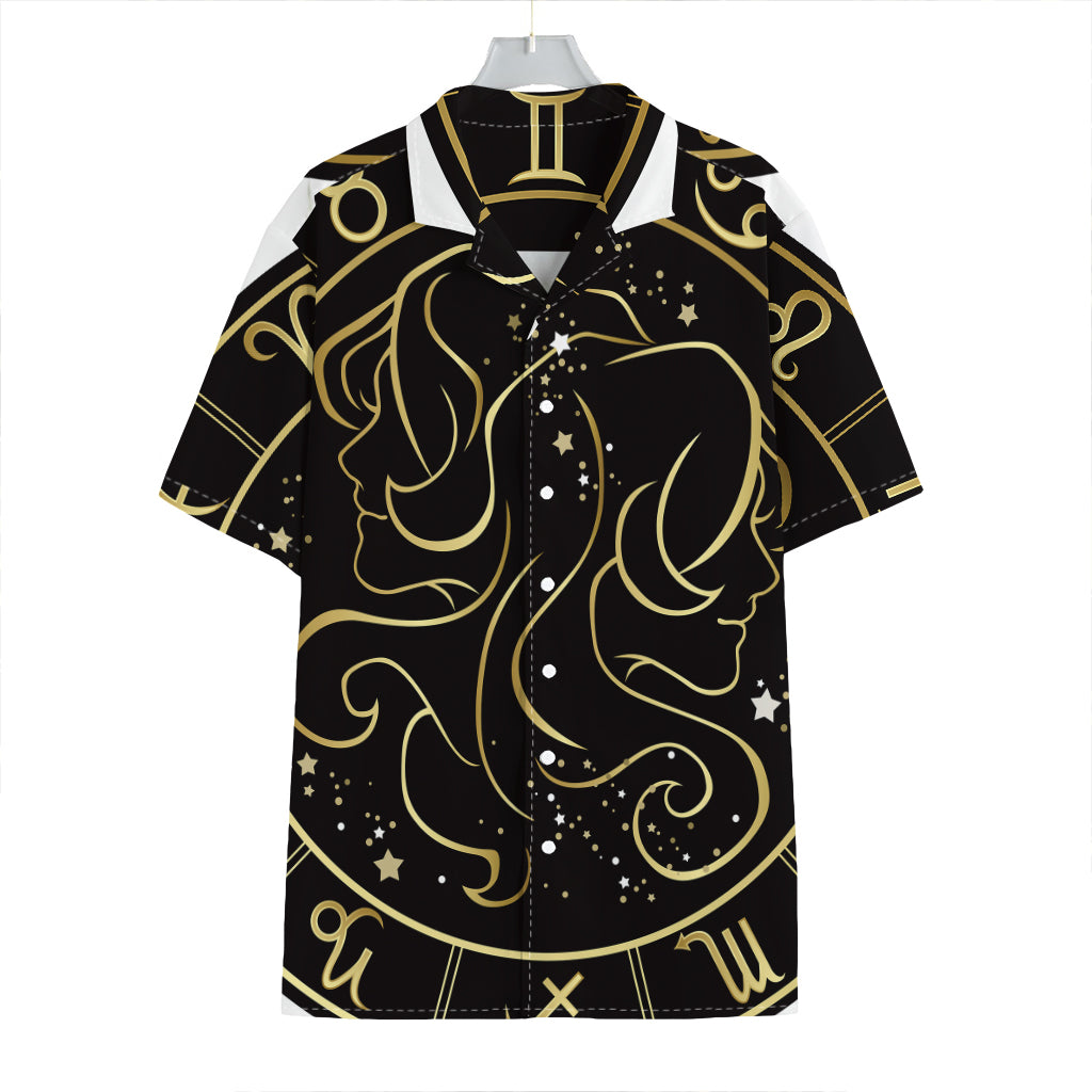 Gold And Black Gemini Sign Print Hawaiian Shirt