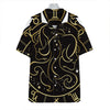 Gold And Black Gemini Sign Print Hawaiian Shirt