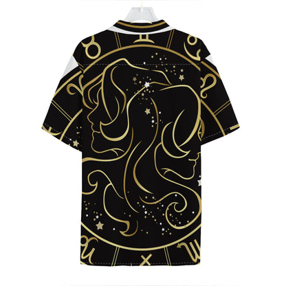 Gold And Black Gemini Sign Print Hawaiian Shirt