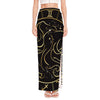 Gold And Black Gemini Sign Print High Slit Maxi Skirt