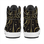 Gold And Black Gemini Sign Print High Top Leather Sneakers