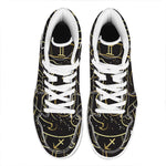 Gold And Black Gemini Sign Print High Top Leather Sneakers