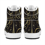 Gold And Black Gemini Sign Print High Top Leather Sneakers