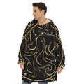 Gold And Black Gemini Sign Print Hoodie Blanket
