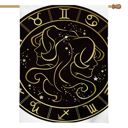 Gold And Black Gemini Sign Print House Flag