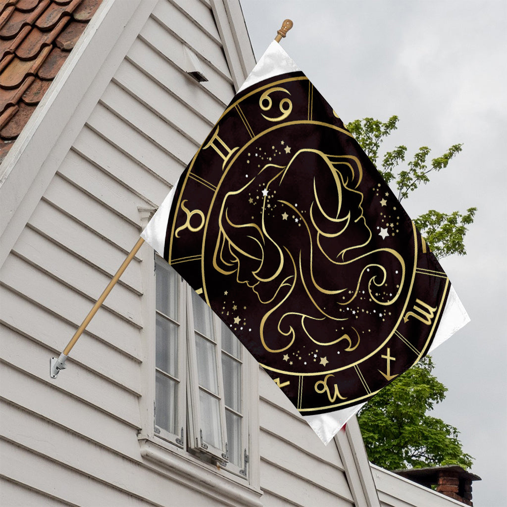 Gold And Black Gemini Sign Print House Flag