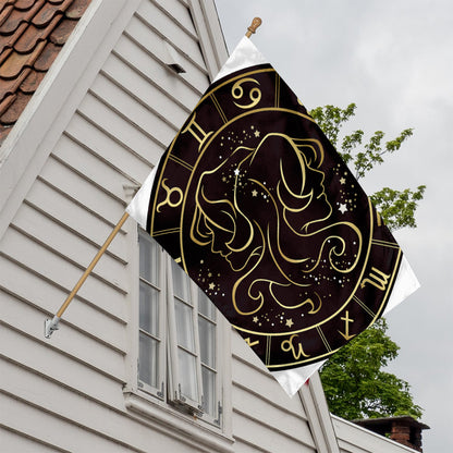 Gold And Black Gemini Sign Print House Flag