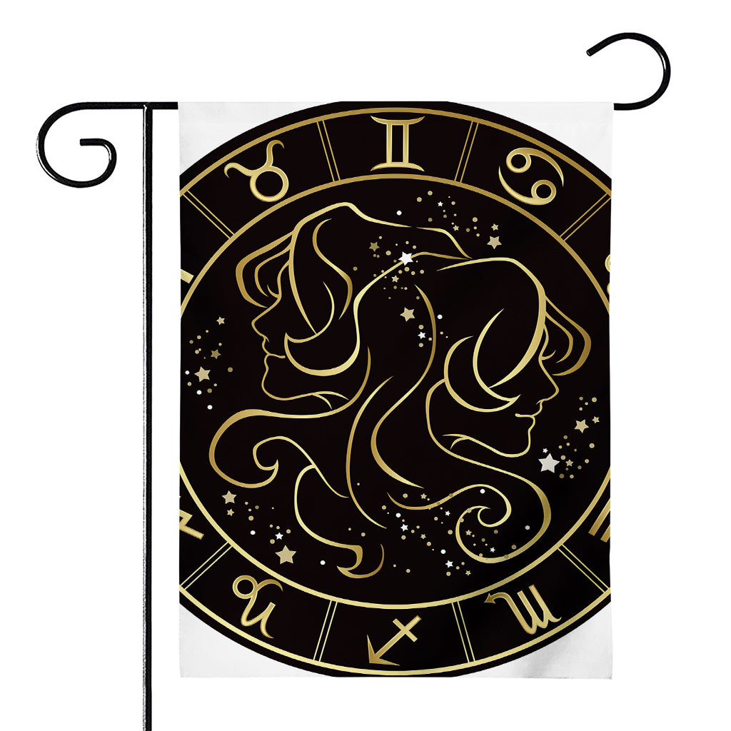 Gold And Black Gemini Sign Print House Flag