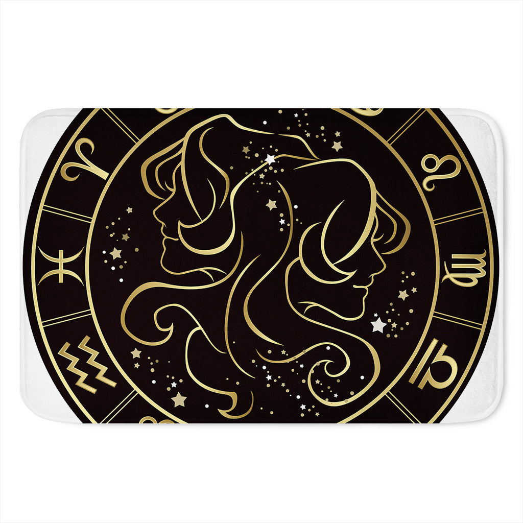 Gold And Black Gemini Sign Print Indoor Door Mat