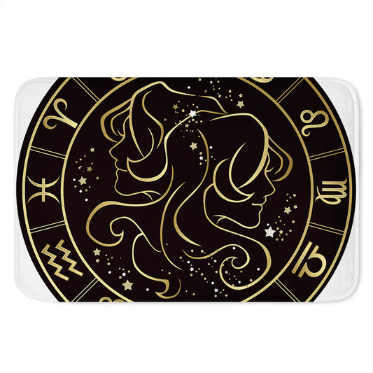 Gold And Black Gemini Sign Print Indoor Door Mat