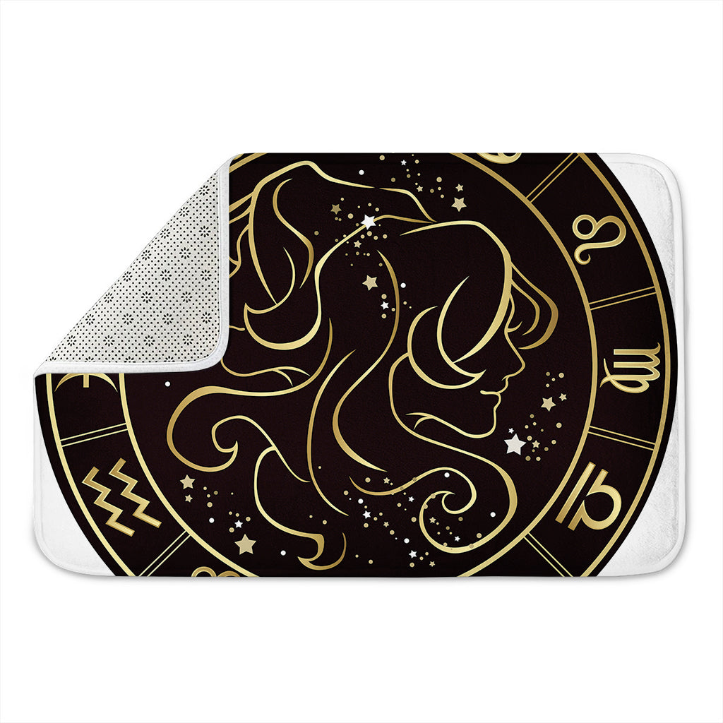 Gold And Black Gemini Sign Print Indoor Door Mat