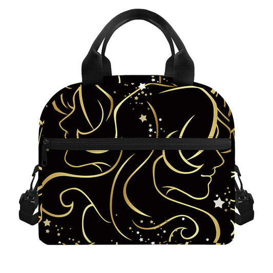 Gold And Black Gemini Sign Print Insulated Lunch Bag