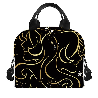 Gold And Black Gemini Sign Print Insulated Lunch Bag