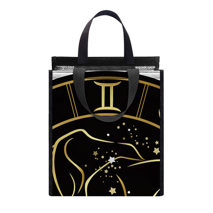 Gold And Black Gemini Sign Print Insulated Lunch Tote