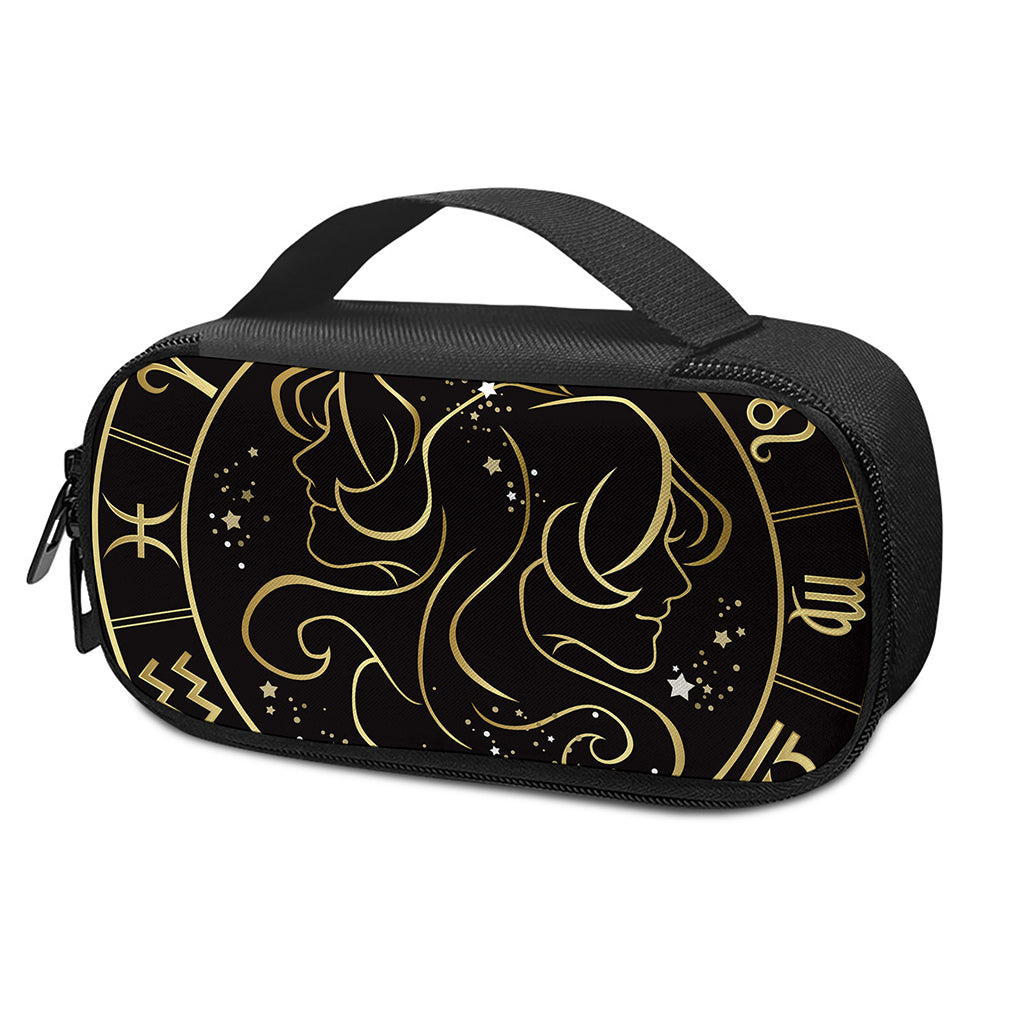 Gold And Black Gemini Sign Print Insulin Cooler Travel Case