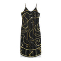 Gold And Black Gemini Sign Print Jersey Midi Cami Dress