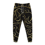 Gold And Black Gemini Sign Print Jogger Pants