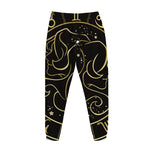Gold And Black Gemini Sign Print Jogger Pants