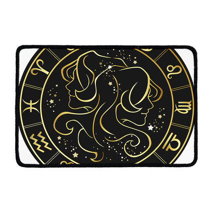 Gold And Black Gemini Sign Print Kitchen Mat
