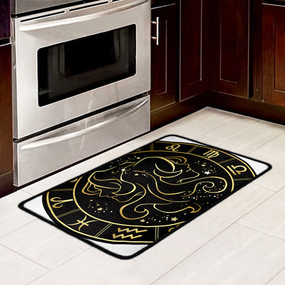 Gold And Black Gemini Sign Print Kitchen Mat