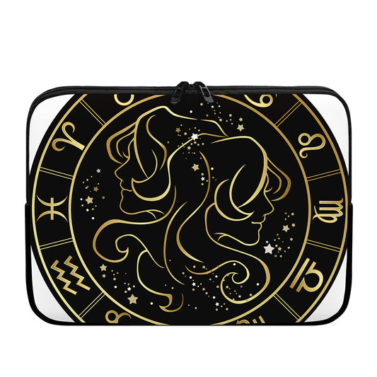 Gold And Black Gemini Sign Print Laptop Sleeve