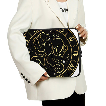 Gold And Black Gemini Sign Print Laptop Sleeve