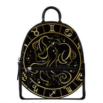 Gold And Black Gemini Sign Print Leather Backpack