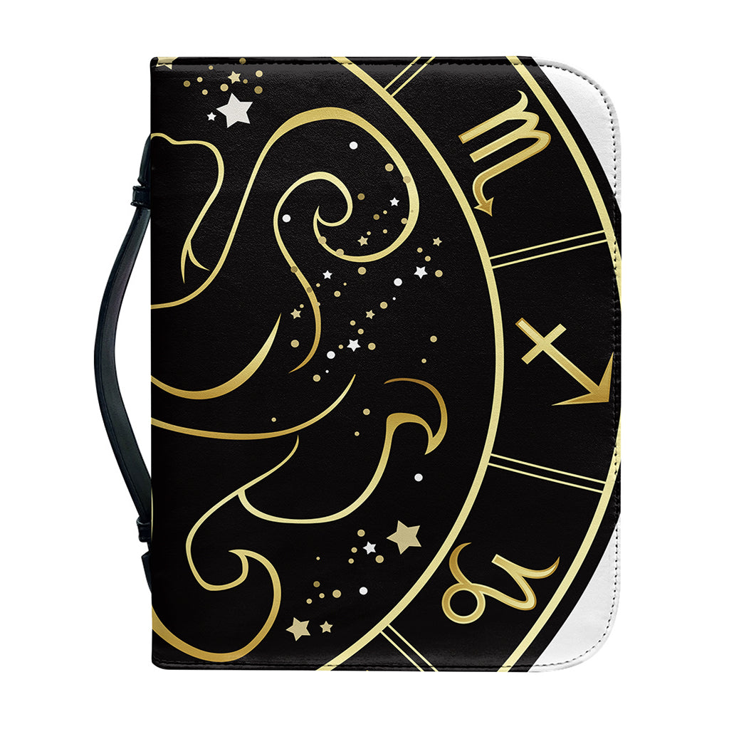 Gold And Black Gemini Sign Print Leather Bible Cover