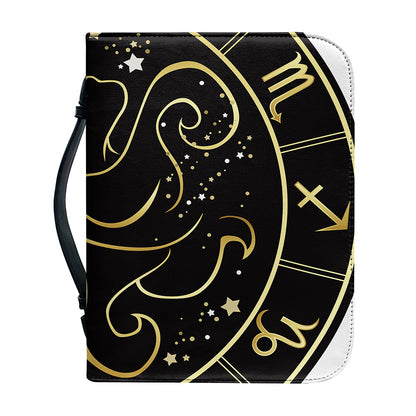 Gold And Black Gemini Sign Print Leather Bible Cover