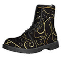 Gold And Black Gemini Sign Print Lace-Up Boots