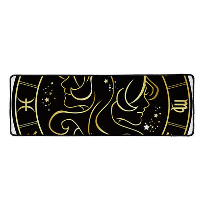 Gold And Black Gemini Sign Print Long Kitchen Mat