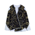 Gold And Black Gemini Sign Print Long Sleeve Short Coat