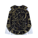 Gold And Black Gemini Sign Print Long Sleeve Short Coat