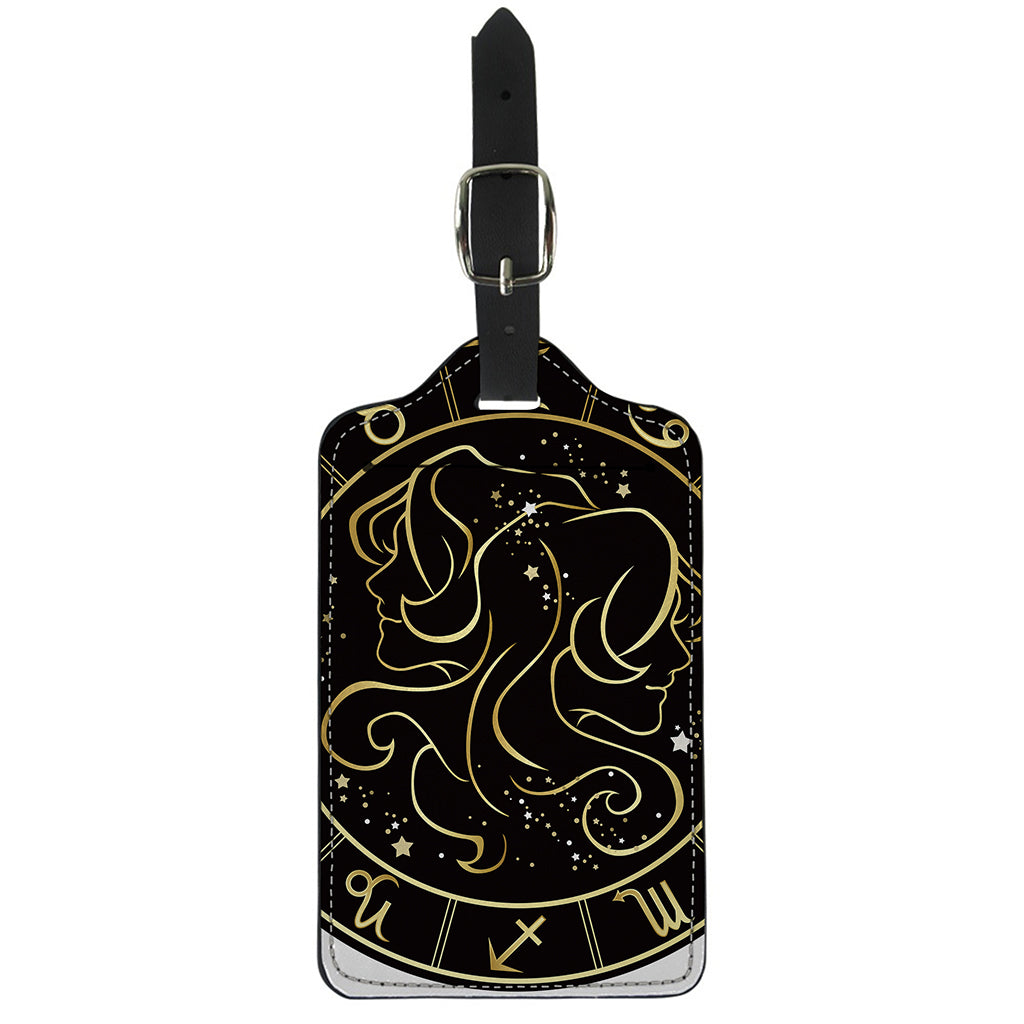 Gold And Black Gemini Sign Print Luggage Tag