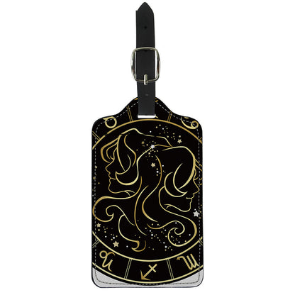 Gold And Black Gemini Sign Print Luggage Tag