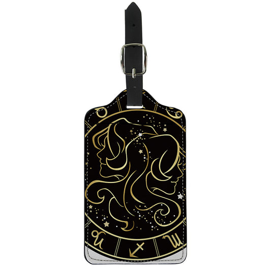 Gold And Black Gemini Sign Print Luggage Tag
